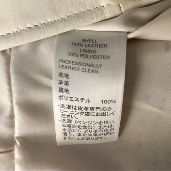 Classiques Entier Cream Laser Cut Scallop Hem Leather Jacket Size 2 - Picture 6 of 6